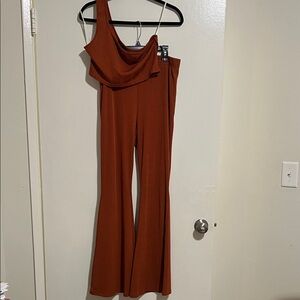 SHEIN One-Shoulder Rust 2 Piece Set